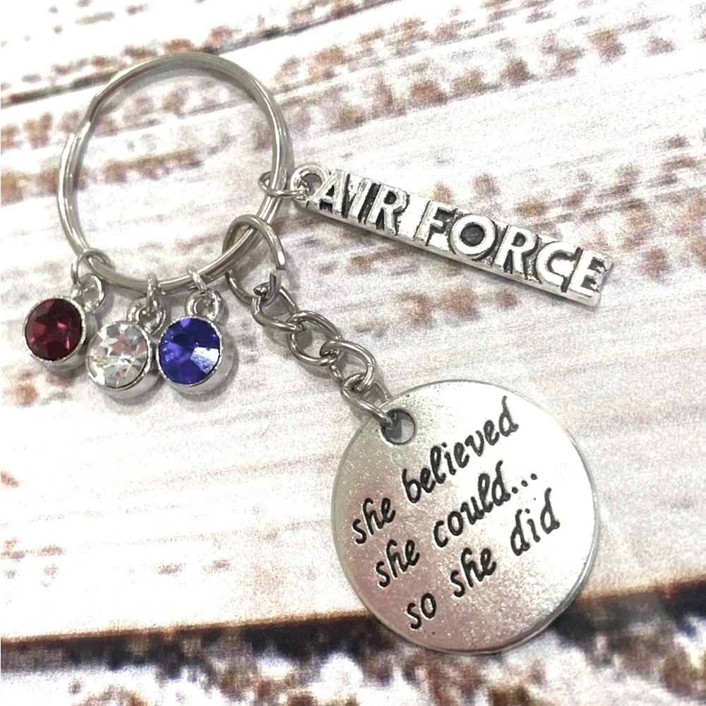 US Air Force She Believed She Could So She Did Keychain Inspirational Mi…